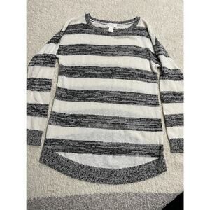 Loft Outlet Lounge Women's Size Medium Striped Long Sleeve Sweater White Black